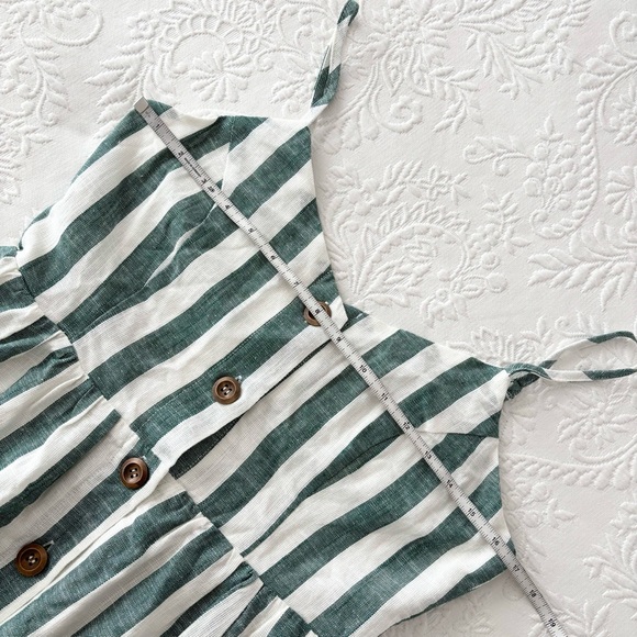 NWOT Lulus Marseille Mood Green Striped Linen Midi Dress With Pockets Small - Picture 6 of 7